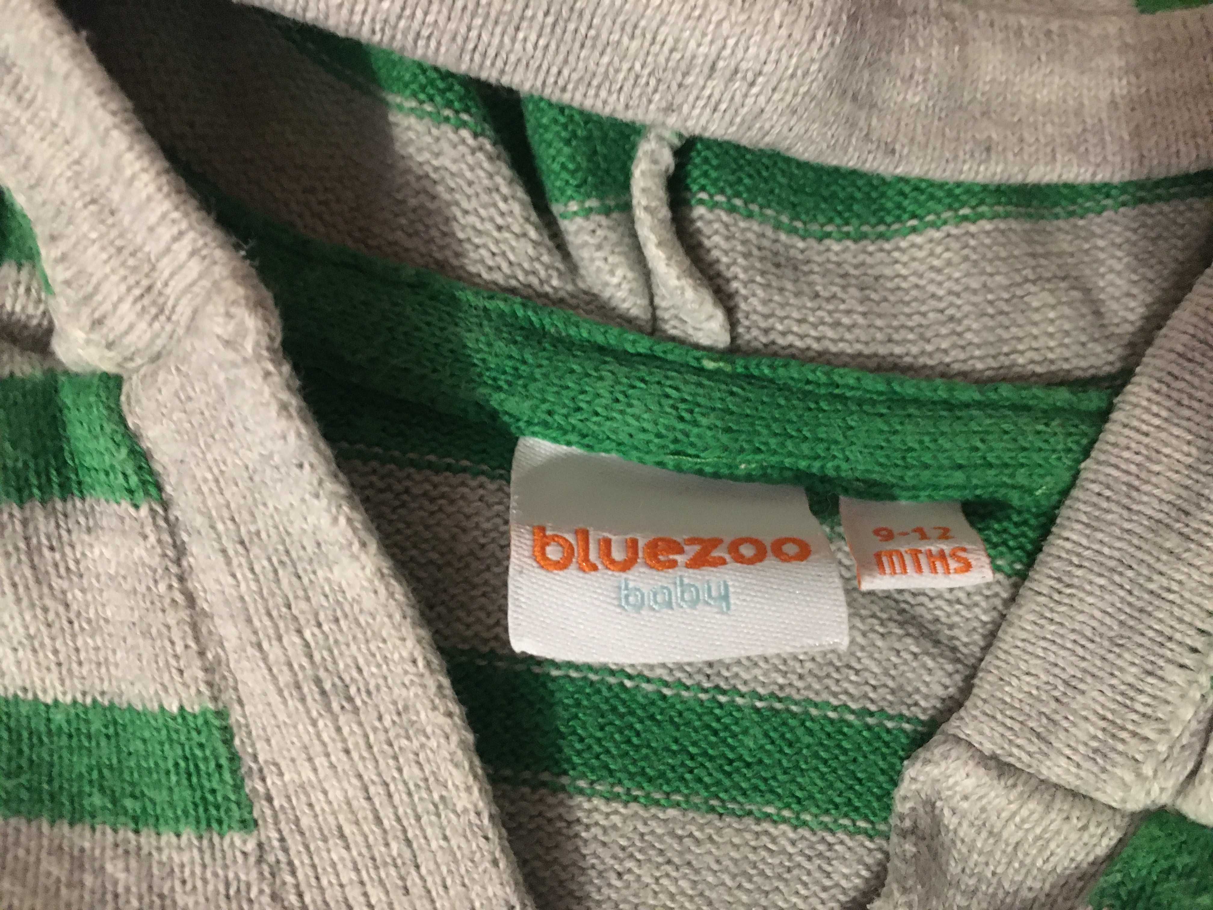 Sweterek dla chłopca szary w zielone paski r 74 9-12 mcy