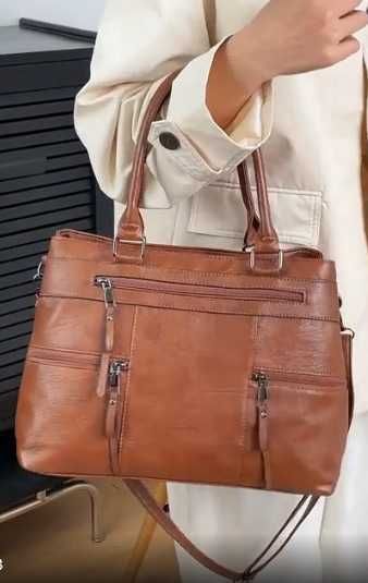 Brązowa torebka damska pojemna listonoszka crossbody na ramię nowa