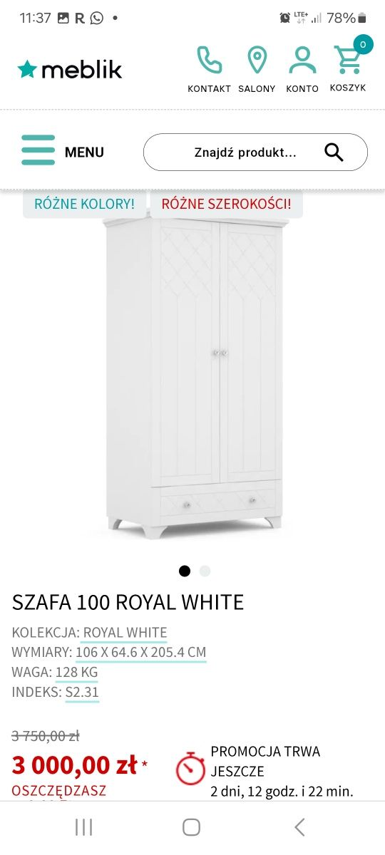 Meblik szafa royal grey