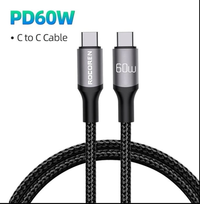 Двометровий кабель Rocoren Type C to Type-C 60W