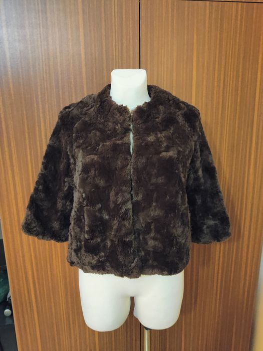 Krótkie ciemno brązowe futerko vintage 3/4 Monsoon