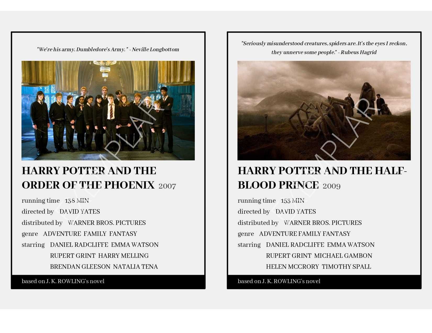 Harry Potter - Posters Pequenos (preço individual)