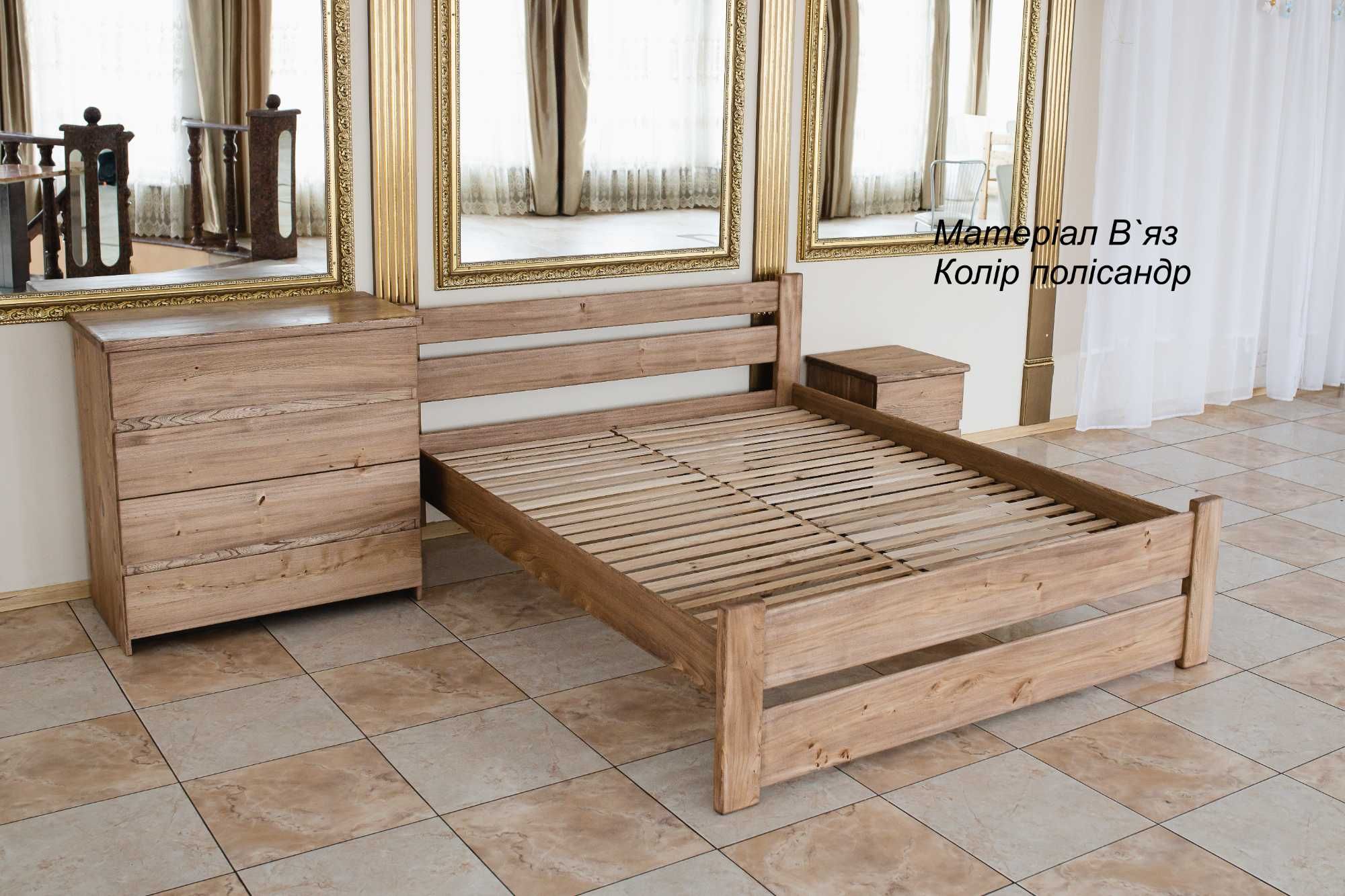 Кровать, ліжко з деревини  масив Ясен, В`яз, Дуб. "Пряма Стандарт"