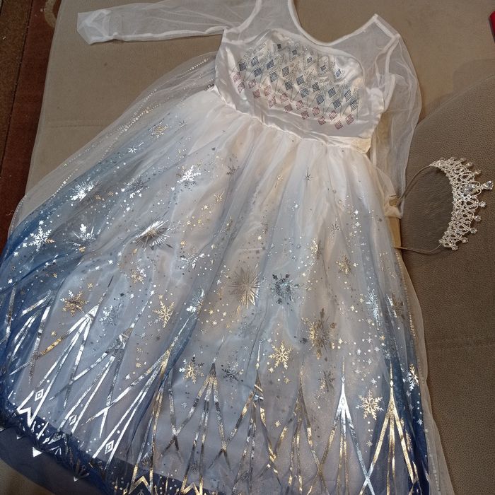 Sukienka strój karnawałowy przebranie Elsa Kraina Lodu r.128-134