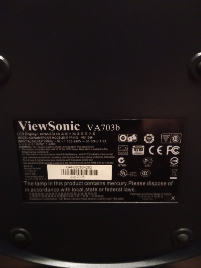 Продам монітор ViewSonic VA703b