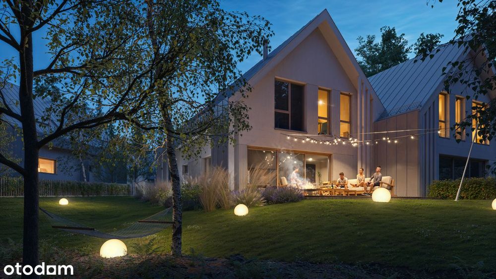 Kompaktowy dom z dużym ogrodem na zamkniętym osiedlu w Otominie