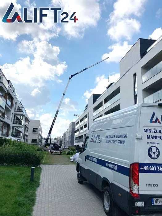 Mini żuraw dźwig pająk wynajem manipulator do szyb szkła okien LIFT24
