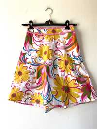 Kolorowa trapezowa spodnica kwiaty wzory vintage made in usa