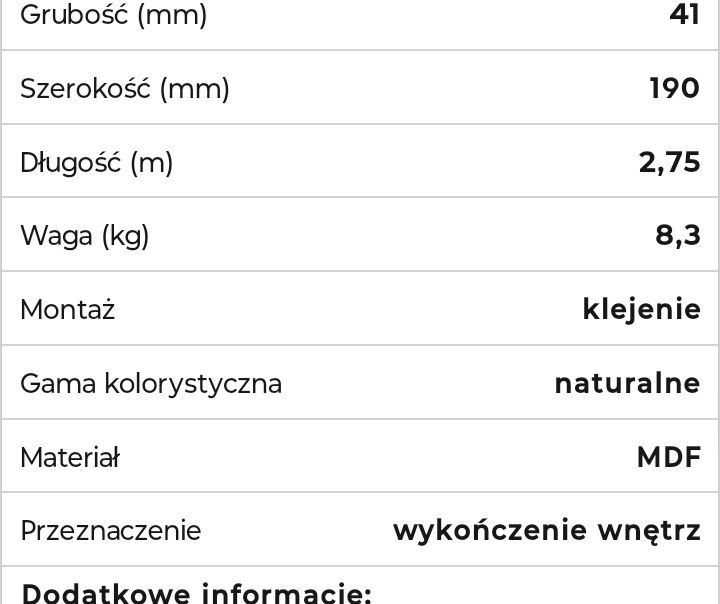 Lamele Catania okazja !!! szerokość 19 cm wysokości 275 cm grubość 41