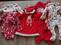 Zestaw świąteczne ubranka niemowlęce śpiochy pajace sukienka