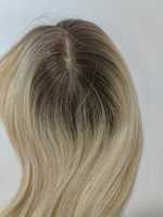 Nowy tupet topper blond ombre naturalne włosy human hair