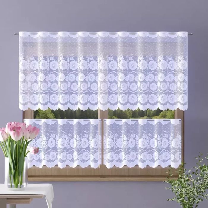 Zazdrostka żakardowa metrażowa Betilia wys. 50cm biała A137 - 50 cm