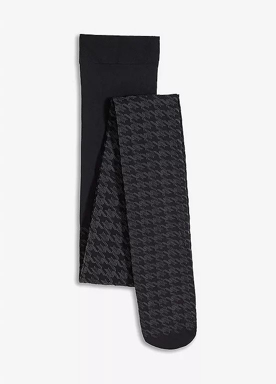 B.P.C rajstopy 50den czarne w pepitkę r.44/46, L