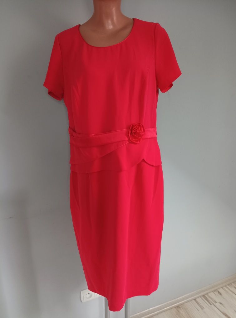 42 XL xxl 44 czerwona sukienka elegancka wizytowa wyjściowa