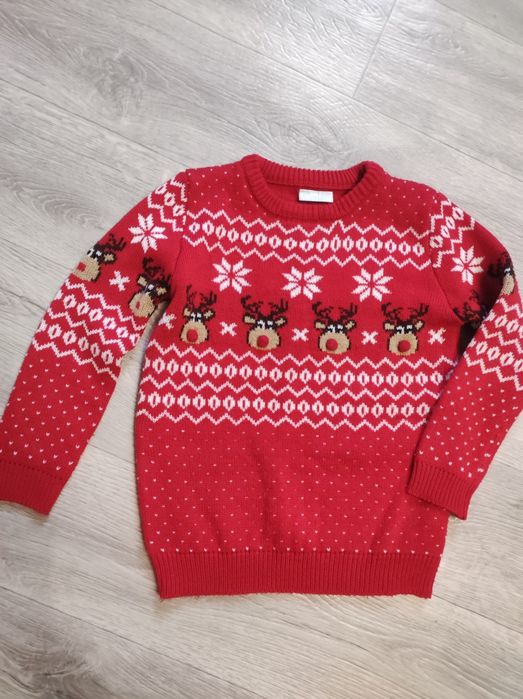 Новорічний джемпер светр червоний з оленями