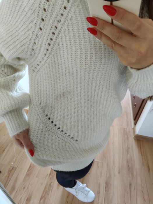 Biały ciepły sweter gruby xl L