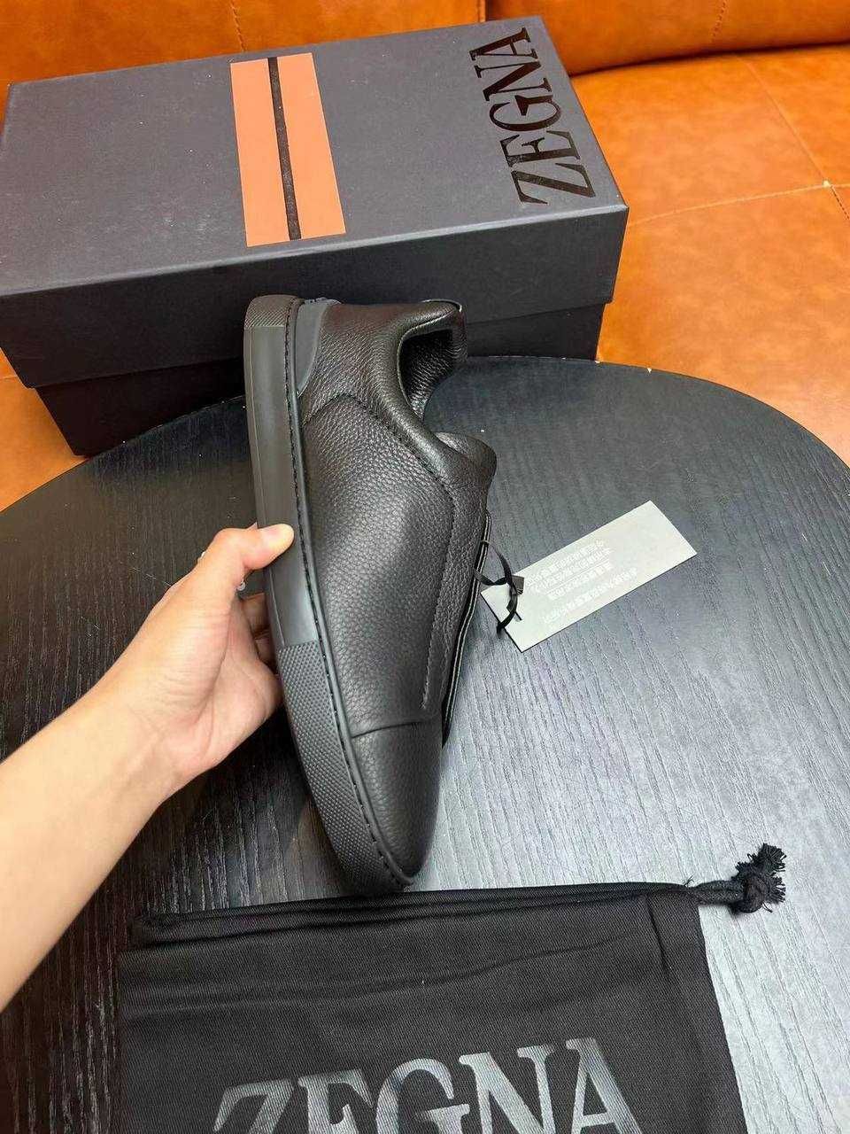 Мужские черные кроссовки Zegna Triple Stitch кеды Зегна кеди кросівки