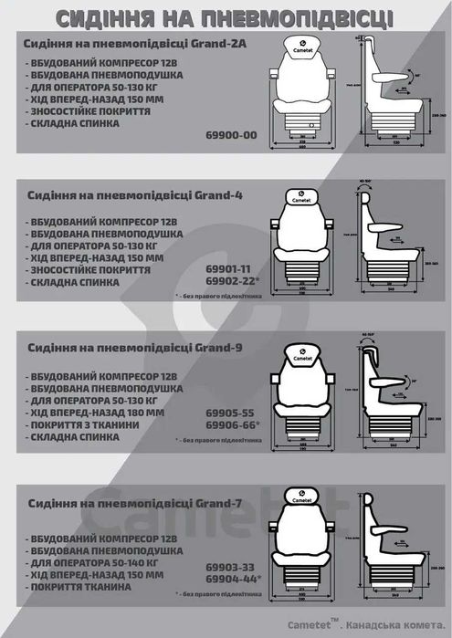 сидіння пневматичне John Deere CASE, New Holland, CLAAS, МТЗ, manitou