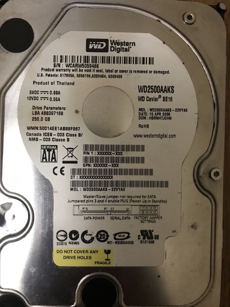 HDD WD2500AAKS 250gb