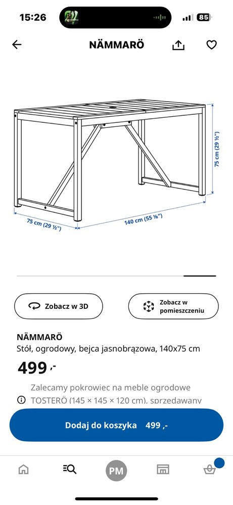 Rezerwacja ! Stol ogrodowy nammaro ikea