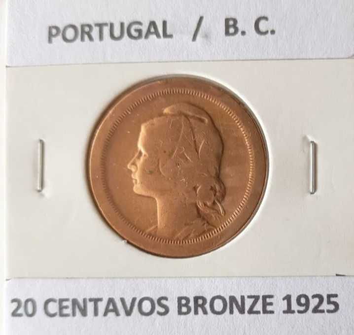 2 Moedas 20 Centavos da 1ª República Portuguesa (Emissão Anual Bronze)