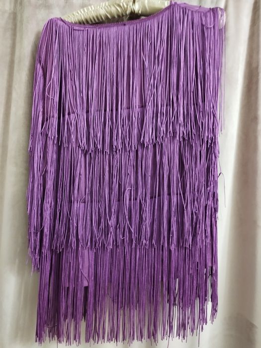 Bluzka z frędzlami ozdobna fioletowa