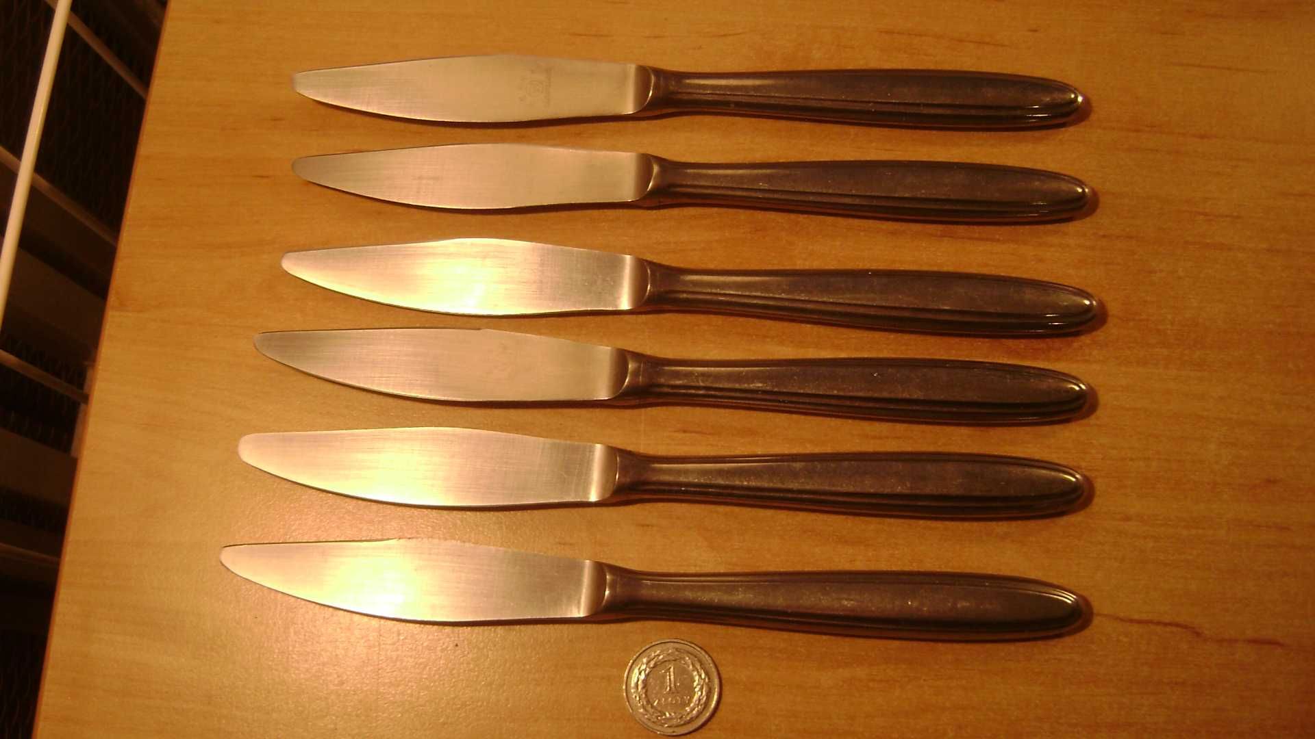 Starocie z PRL - Stare sztućce Hefra = Zestaw 6 noży o jednym wzorze
