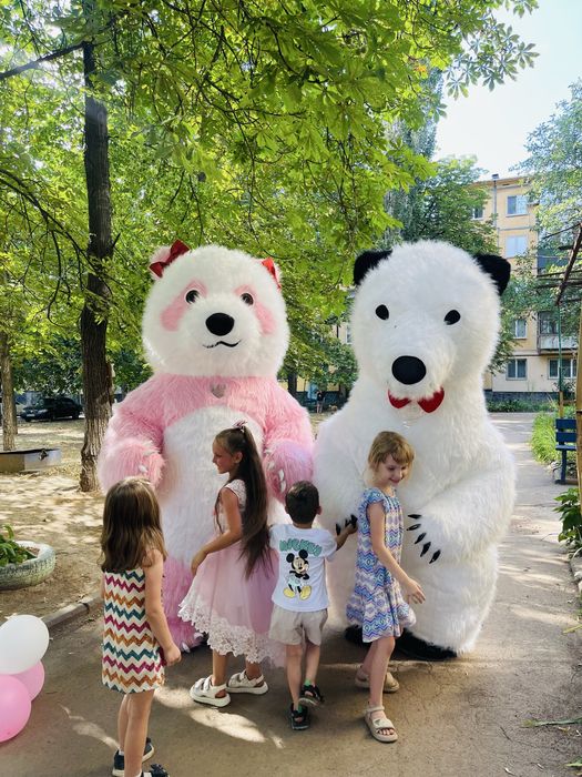Поздравление Белый медведь , розовая панда