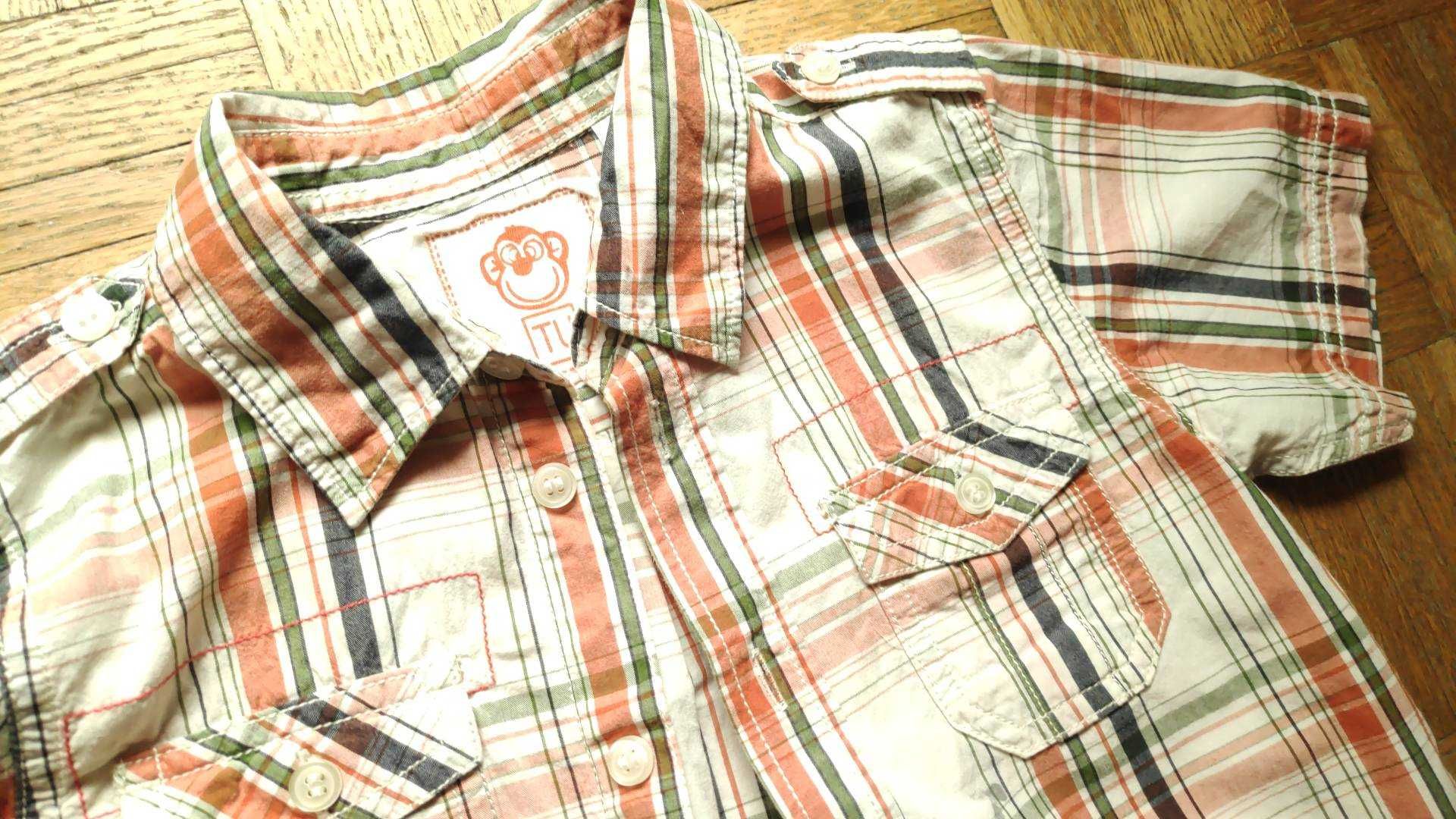 Komplet: koszula TU + t-shirt + szorty H&M, r.  104-110
