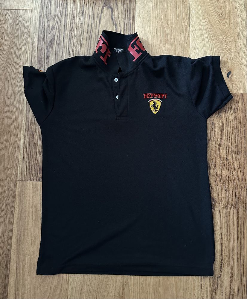 Ferrari M czarna koszulka polo z logo