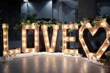 WYNAJEM NAPISÓW LED - LOVE / MIŁOŚĆ / SERCE drewno + podświetlenie