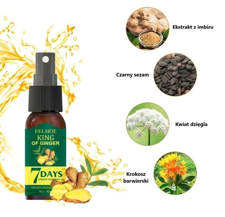 7 dniowa kuracja - imbirowy olejek na wypadające włosy.