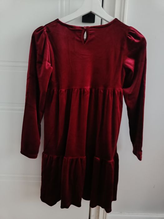 Nowa welurowa, bordowa sukienka wizytowa święta