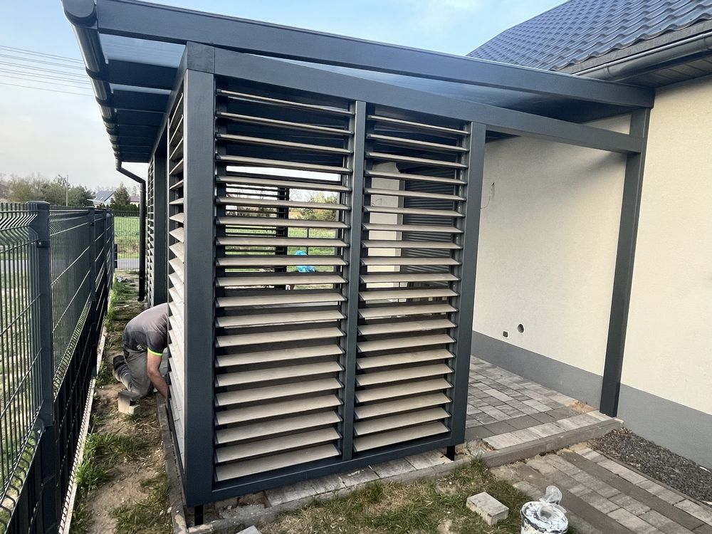 Pergola zadaszenie tarasu shuttersy ruchome deseczki