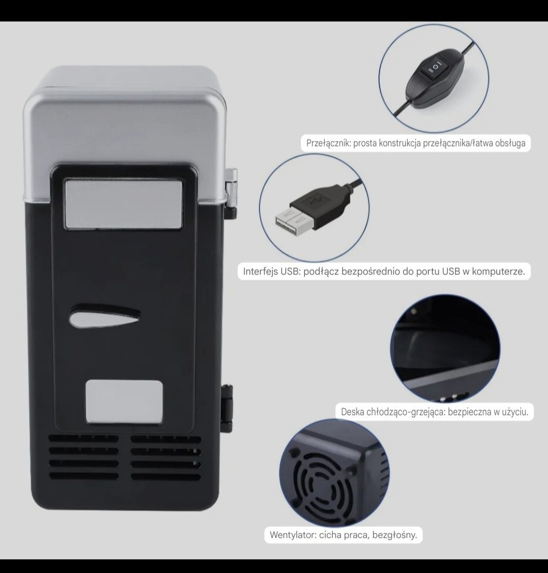 Mini Lodówka USB na puszkę  gadżet z funkcją chłodzenia grzania