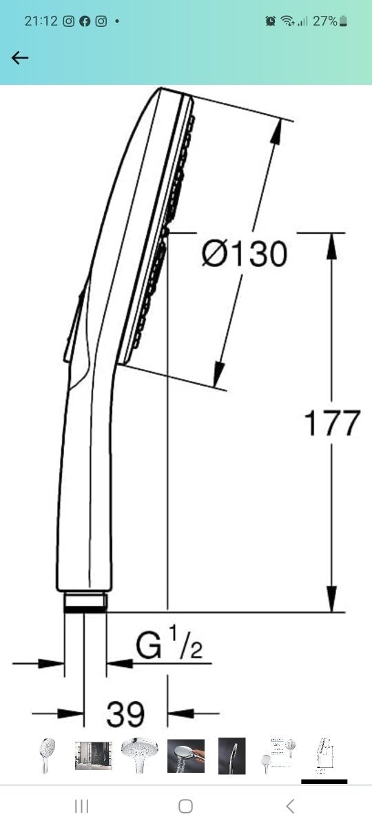 Cabeça de chuveiro rainshower grohe