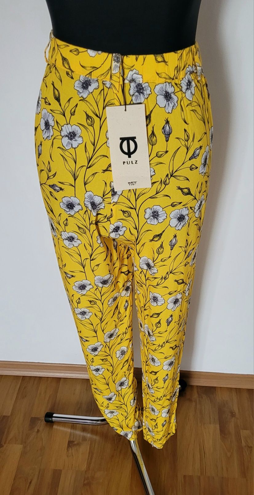 Nowe spodnie damskie flary kuloty fruwajki wysoki stan kwiatowy print
