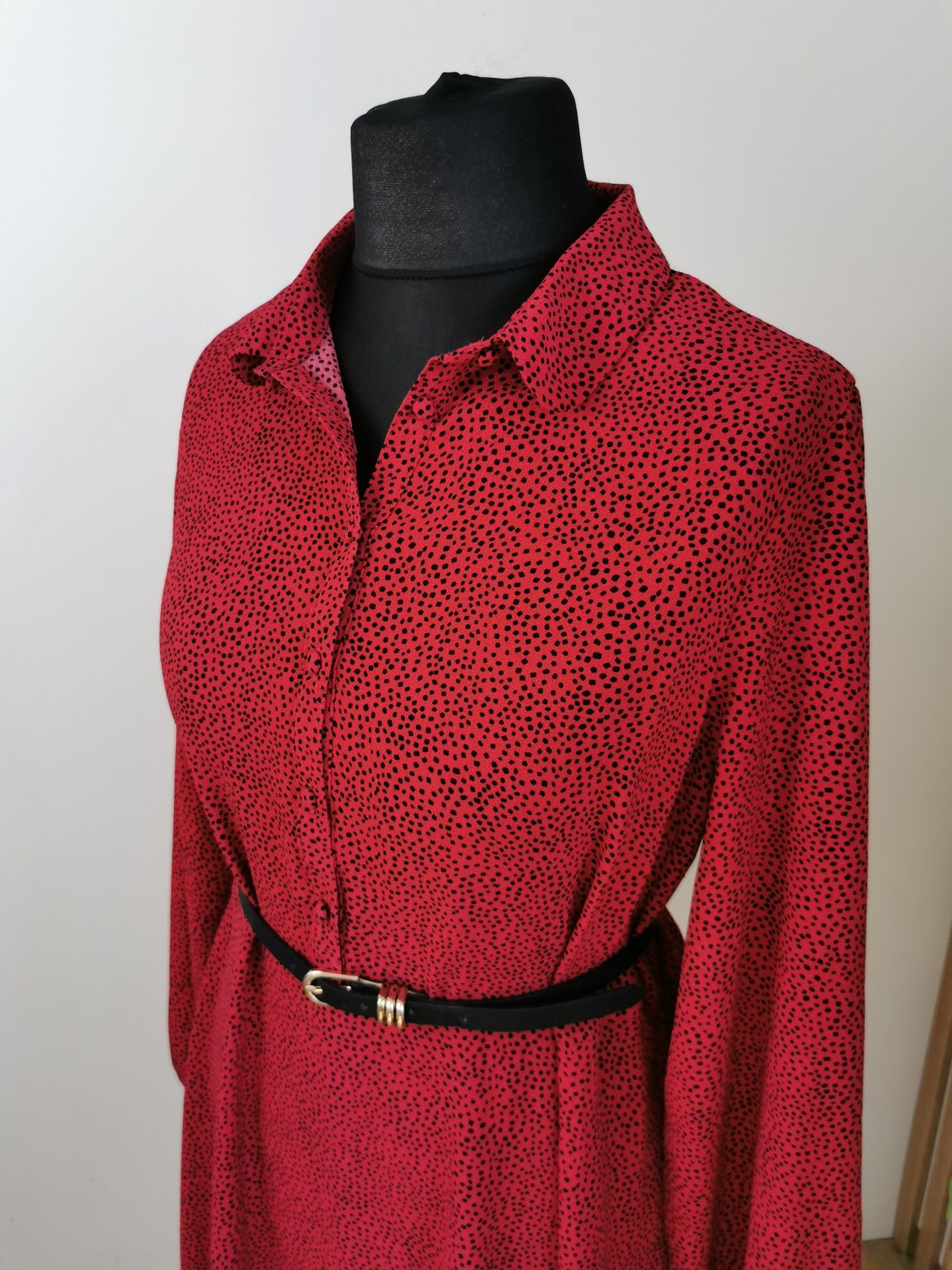 Sukienka w kropki, rozpinana, do karmienia, papaya, r. 44, 16, XXL