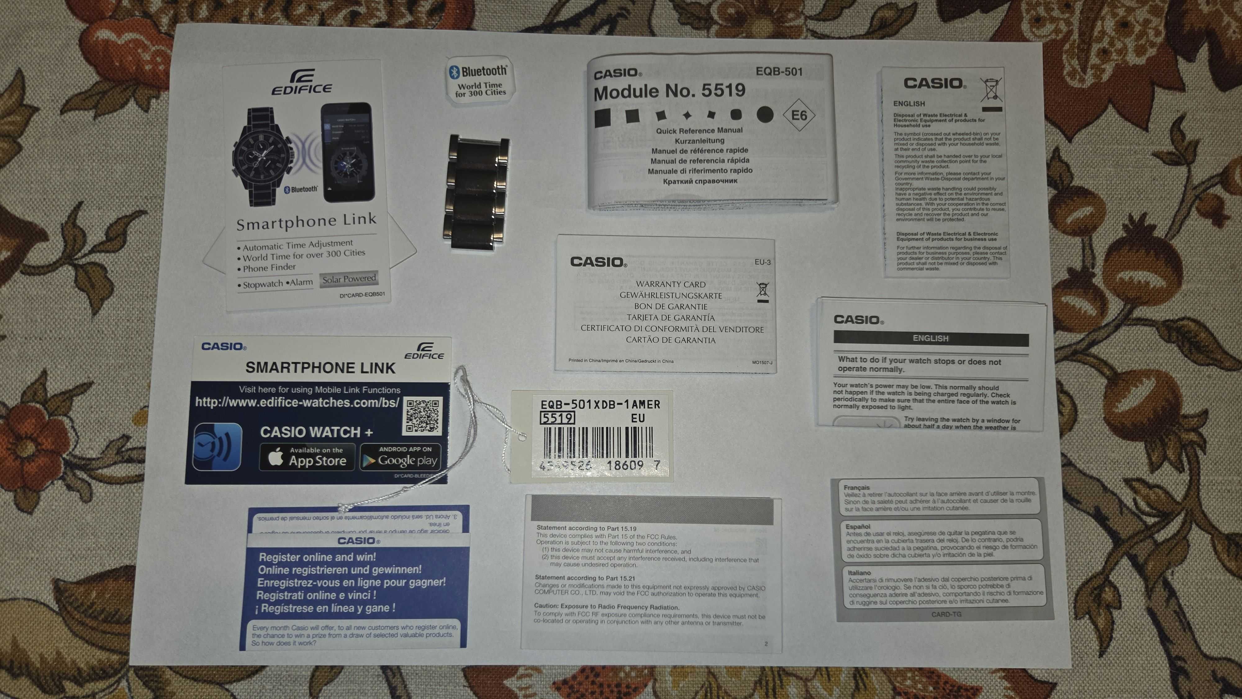 Zegarek Casio Edifice EQB-501 XDB-1AMER 5519 Bluetooth Solar Oryginał
