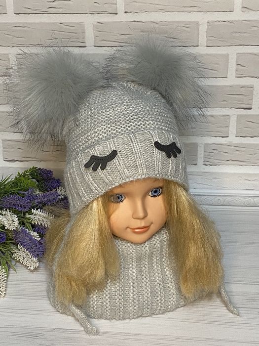 Зимовий комплект шапка хомут на дівчинку