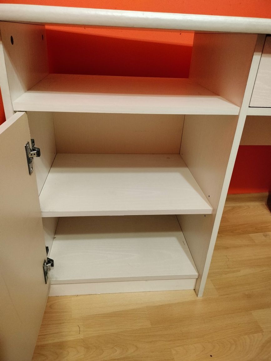 Biurko toaletka z lustrem 102 x 44 x 72 (143)cm białe jasne drewniane