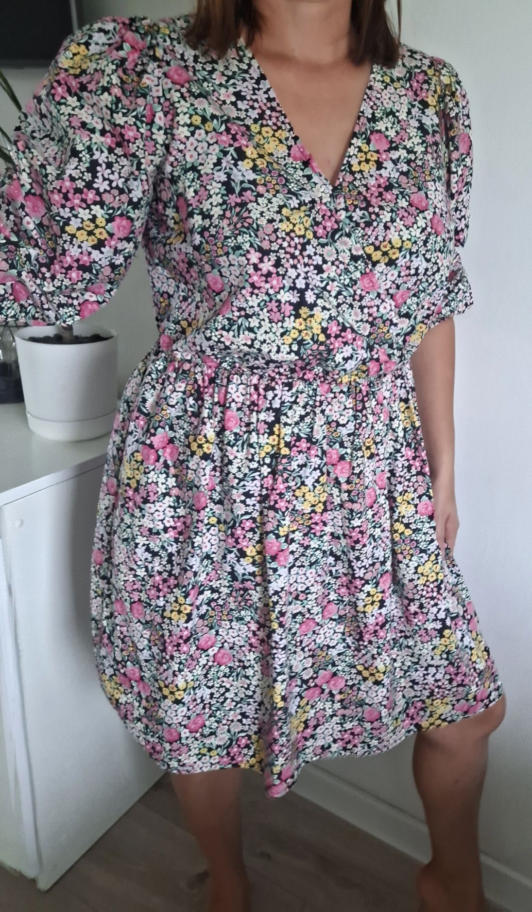 Sukienka damska bawelniana boho kwiatki f&f 38 M