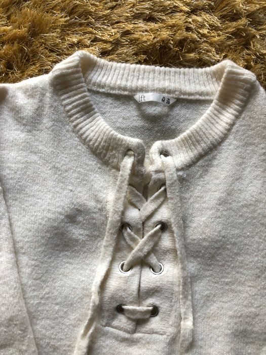 Camisola malha branco/bege