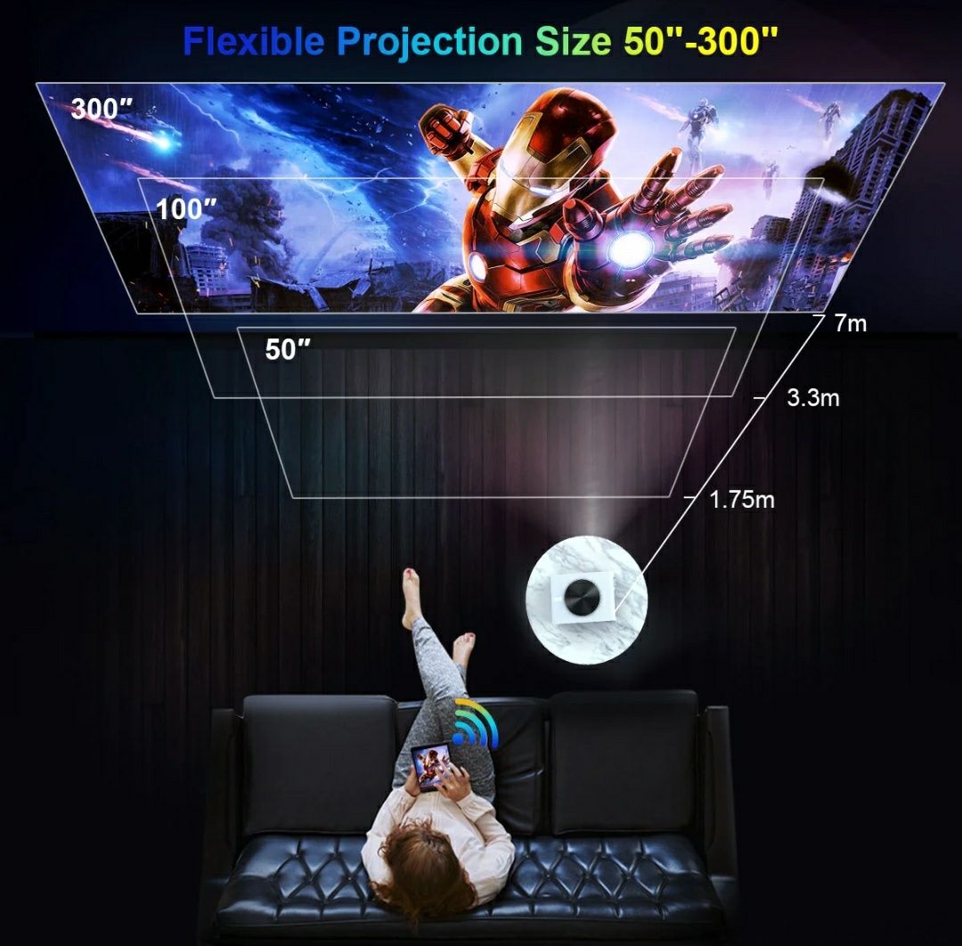 Projector led 7800 lumens + WiFi incorporado / NATIVA 1080P (NOVOS)