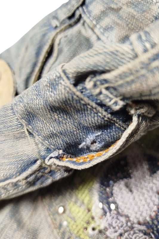 Vintage Distressed Style Playboy Pants y2k spodnie jeansowe biodrówki