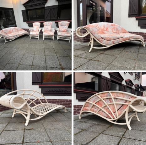 Sofa ogrodowa naturalny bambus/rattan. Flechtatelier Schütz. Lata 80