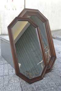 Espelhos vintage com moldura em madeira de carvalho