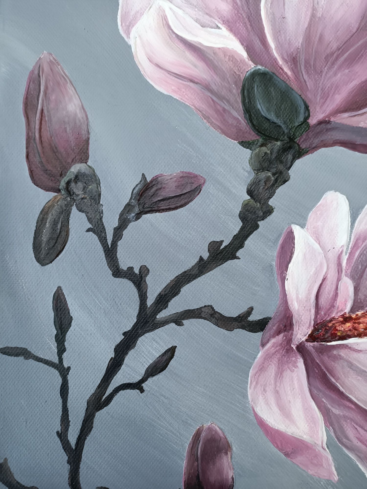 Dwa ręcznie malowanych obrazy akrylowych "Magnolia"