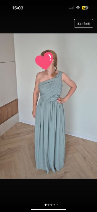 Sukienka maxi miętowa/pistacjowa S/M H&M druhna świadkowa wesele