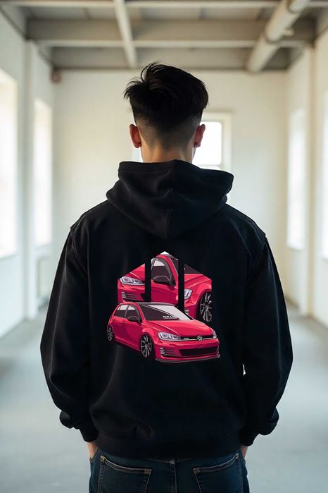 Męska Czarna Bluza M Czerwony Volkswagen Golf GTD